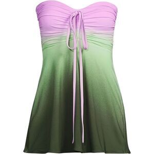 Land's End Ruched sweetheart halter swim dress wild lilac/olive ombré size 18